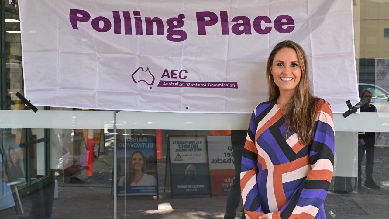 Raissa Butkowski at polling place