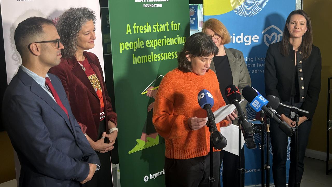 Georgia Hastings at a press conference in Sydney