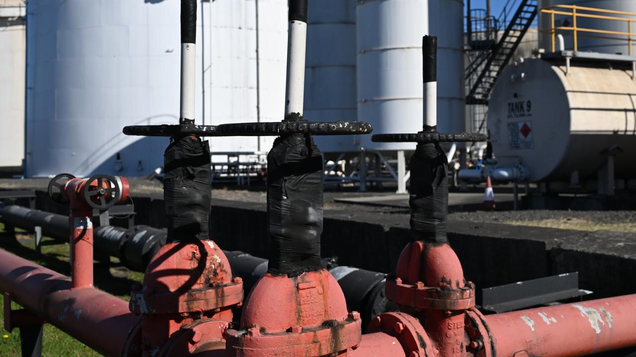 Fuel storage tanks at Park Fuels storage facility in Port Kembla