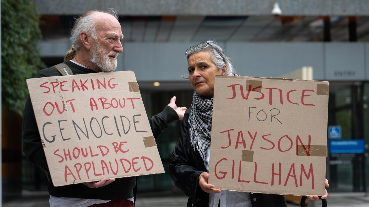 Pro-Palestinian supporters of Jayson Gillham 